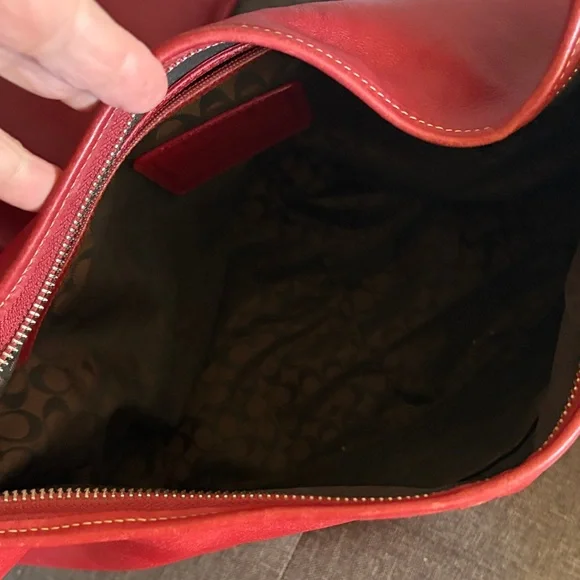 Coach Red Leather Shoulder Bag - Picture 5 of 12